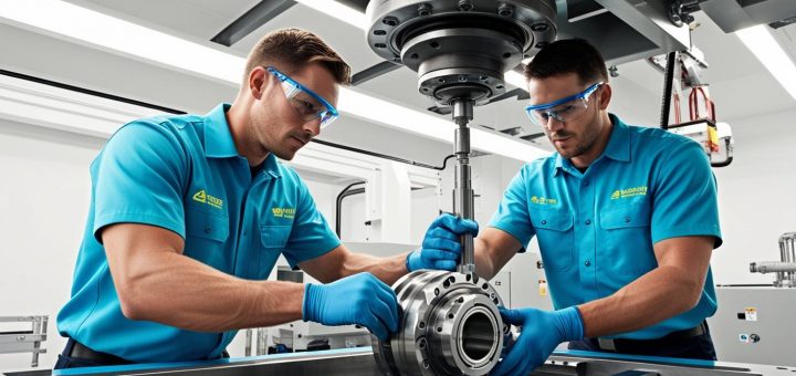 Técnicos de mantenimiento realizando Cambio rápido o smed